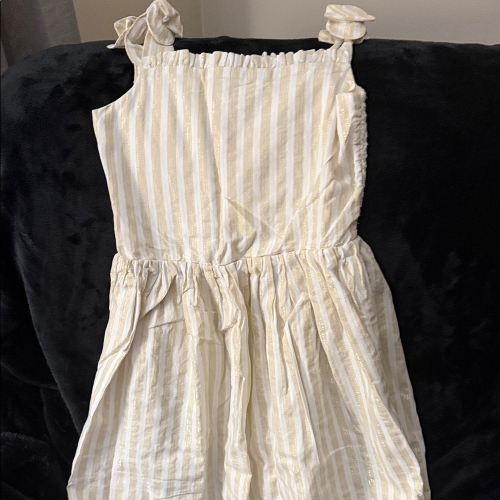 Gymboree Cream and Gold Striped Casual Dress